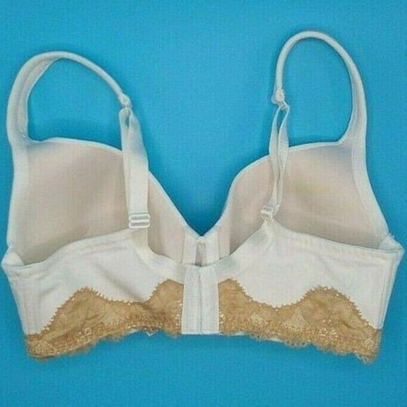 Lane Bryant Cacique Womens Bra Cotton Lace Full Coverage 38C Ivory w/ Tan Lace - Picture 5 of 8